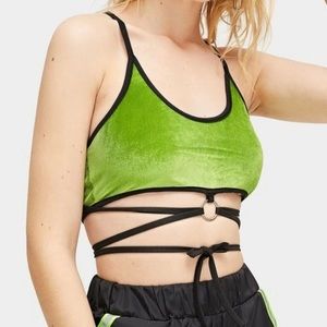 Festival green velvet tie top